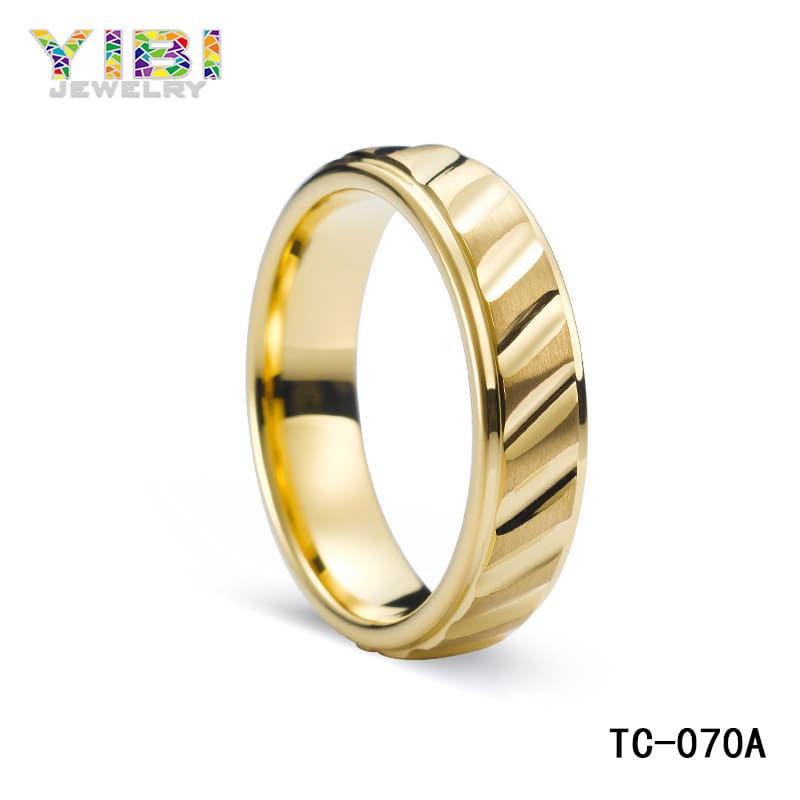 Gold plated tungsten carbide wedding bands