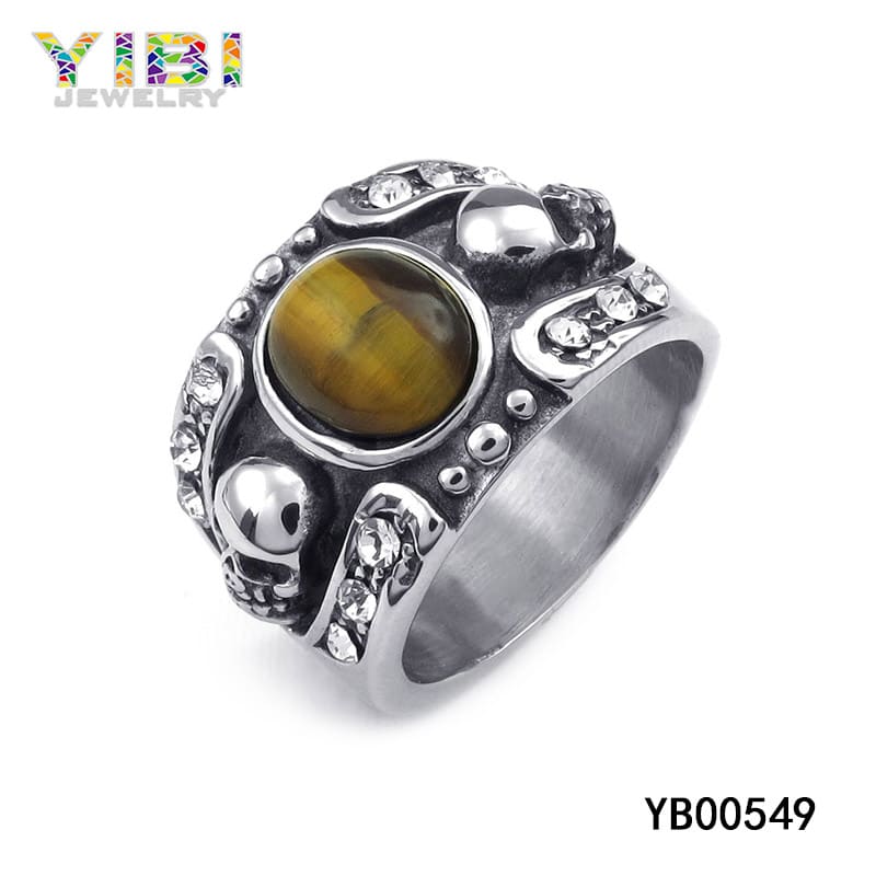 Tigers eye stone men's ring