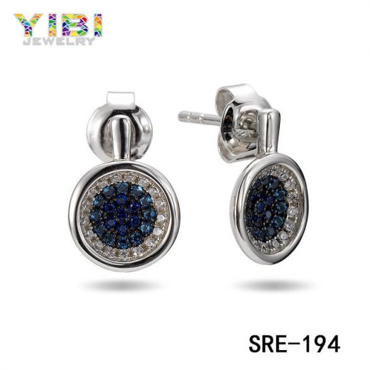 Brass Blue Cubic Zirconia Earrings