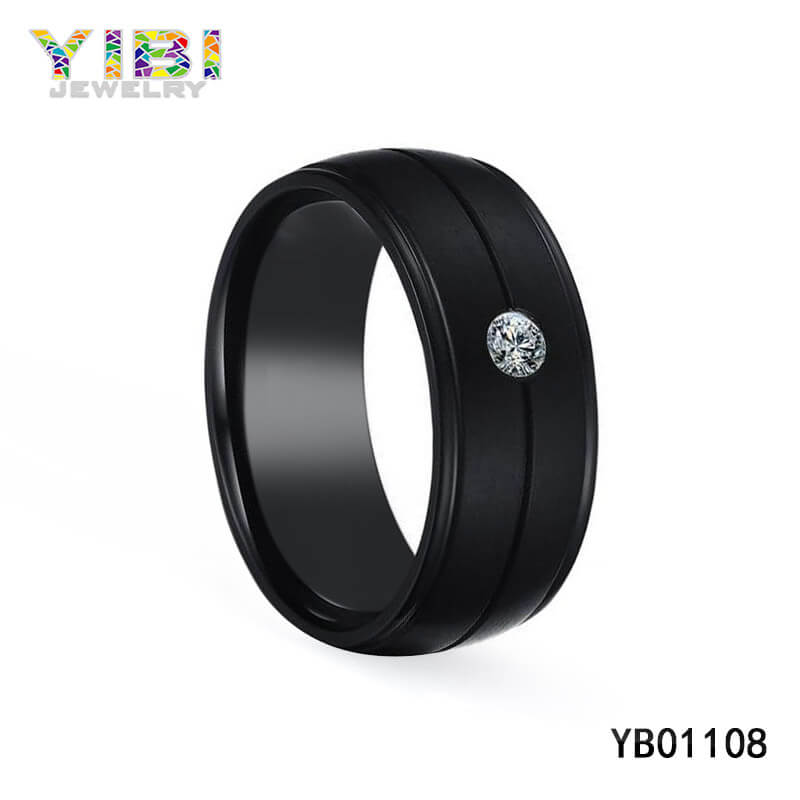 Domed Black Stainless Steel Ring