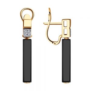 Black Elegance Zircon Gold Black Ceramic Earrings