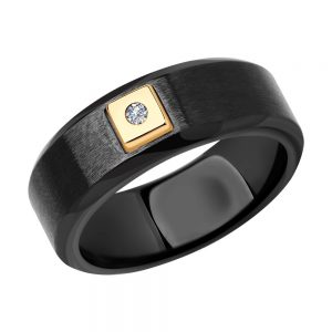 Black Gold Matte Zircon Gold Black Ceramic Ring