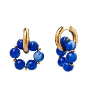 Blue Planet Gold Stainless Steel Earrings