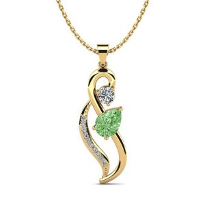 Green Zirconia Musical Note Gold & Silver Necklace