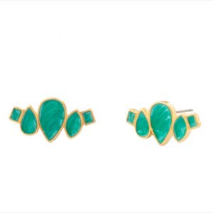 Malachite Waterdrop Gold & Silver Stud Earrings