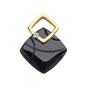 Obsidian Light Zircon Gold Black Ceramic Stud Earrings