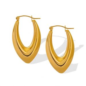 Polished U-Shaped Gold Stainless Steel Earrings