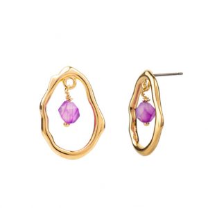 Resin Oval Gold & Silver Earrings