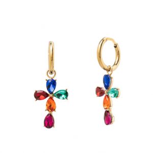 Semi-Precious Gemstone Four-Leaf Clover Gold & Silver Earrings