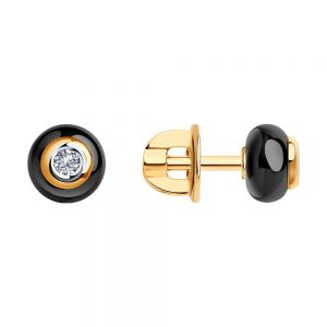 Starlit Galaxy Zircon Gold Black Ceramic Stud Earrings