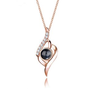 Zirconia Black Diamond Love Rose Gold & Silver Necklace