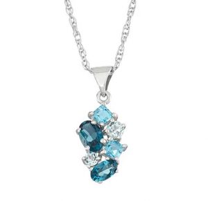 Zirconia Gemstone Ocean Silver Necklace