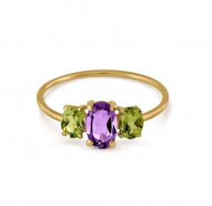 Zirconia Purple Star & Green Essence Gold & Silver Ring