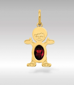 Lucky Ruby Fairy Pendant – Gold Stainless Steel